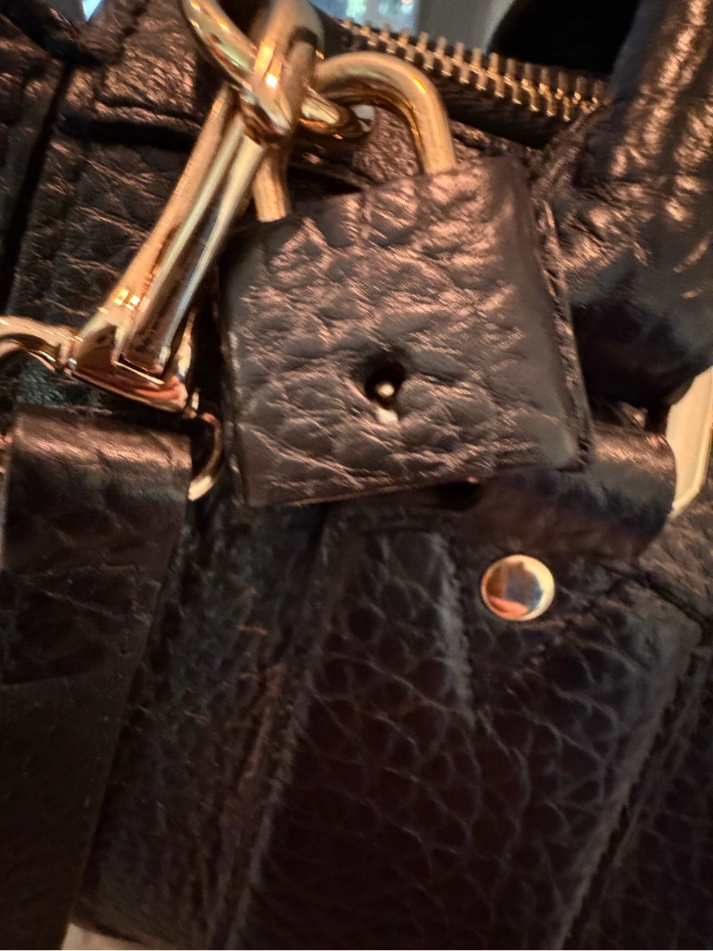 Burberry Black Pebbled Leather Satchel Handbag - Heritage Gladstone - Picture 7 of 13